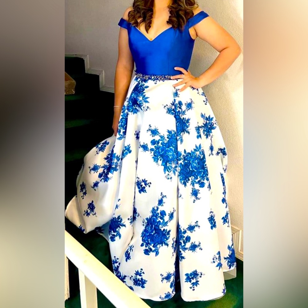 Royal Blue ball gown dress, sleeveless, size 12, used.